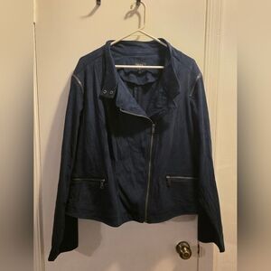 Torrid Navy Jacket with Zipper Accentstorrid